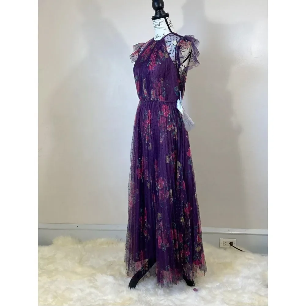 Mac Duggal Ieena Cap Sleeve Floral A-Line Dress size 2